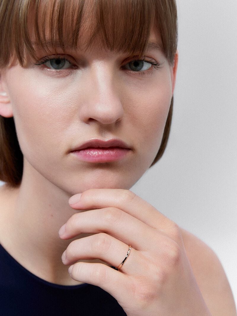 18K rose gold ring with 5 brilliant-cut diamonds with a total of 0.05 cts image number 5