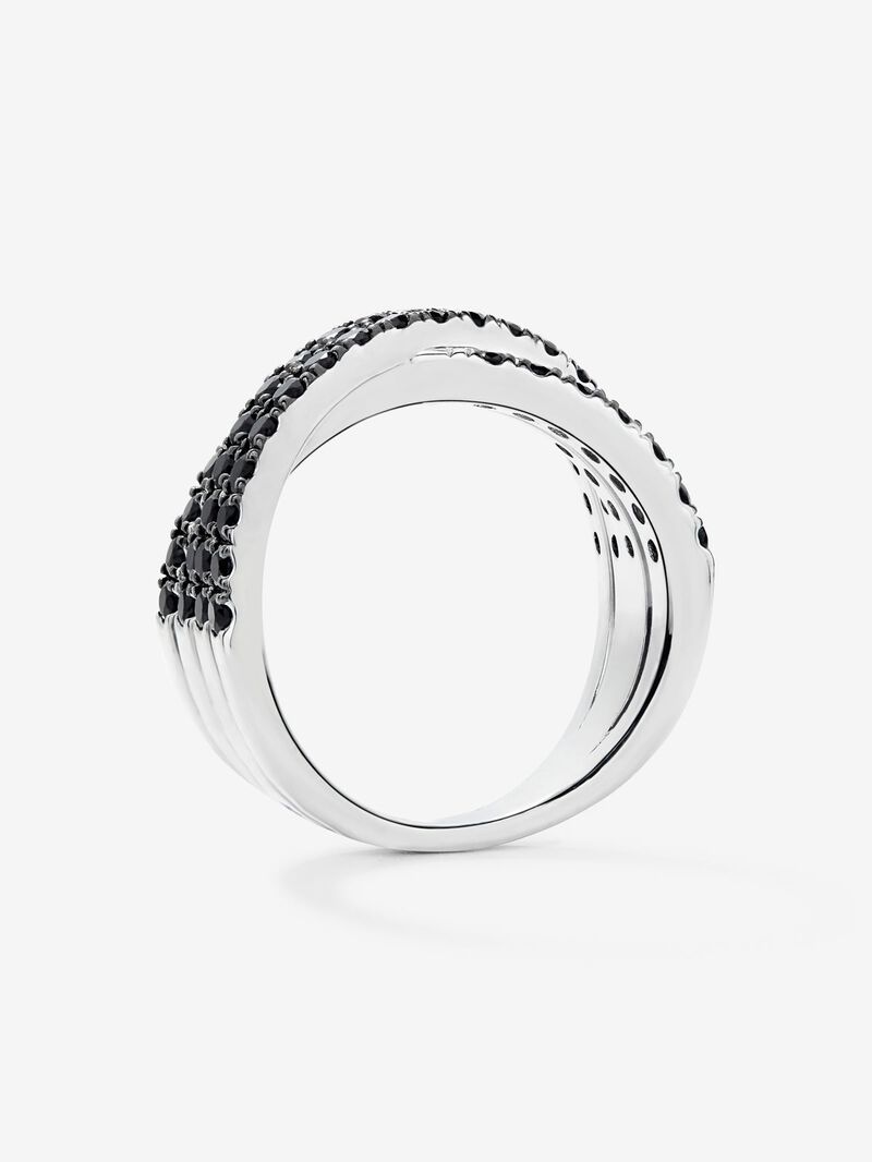 925 silver cross ring with brilliant-cut black spinels image number 2