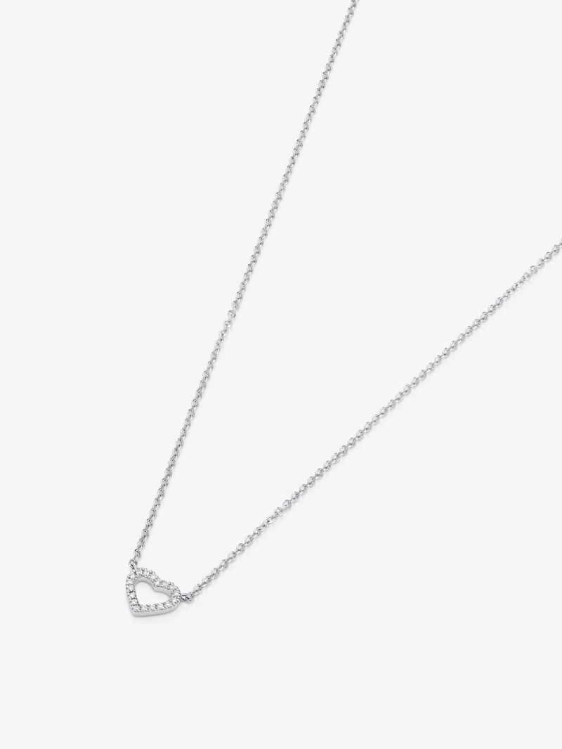 18K White Gold Heart Pendant Chain with Diamonds image number 2