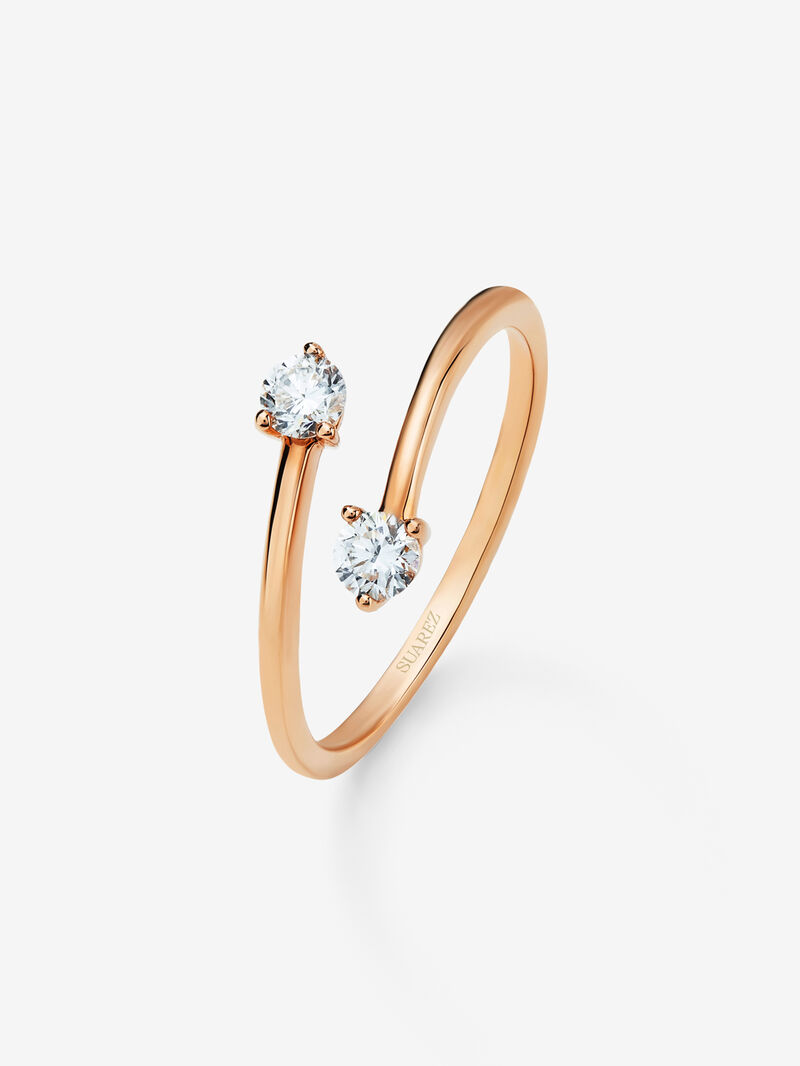 You and me ring in 18K rose gold with 2 brilliant-cut diamonds with a total of 0.26 cts image number 0