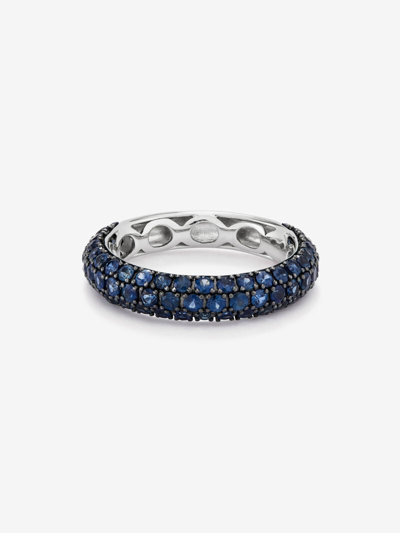 925 silver ring with 70 brilliant-cut blue sapphires with a total of 1.85 cts image number 2
