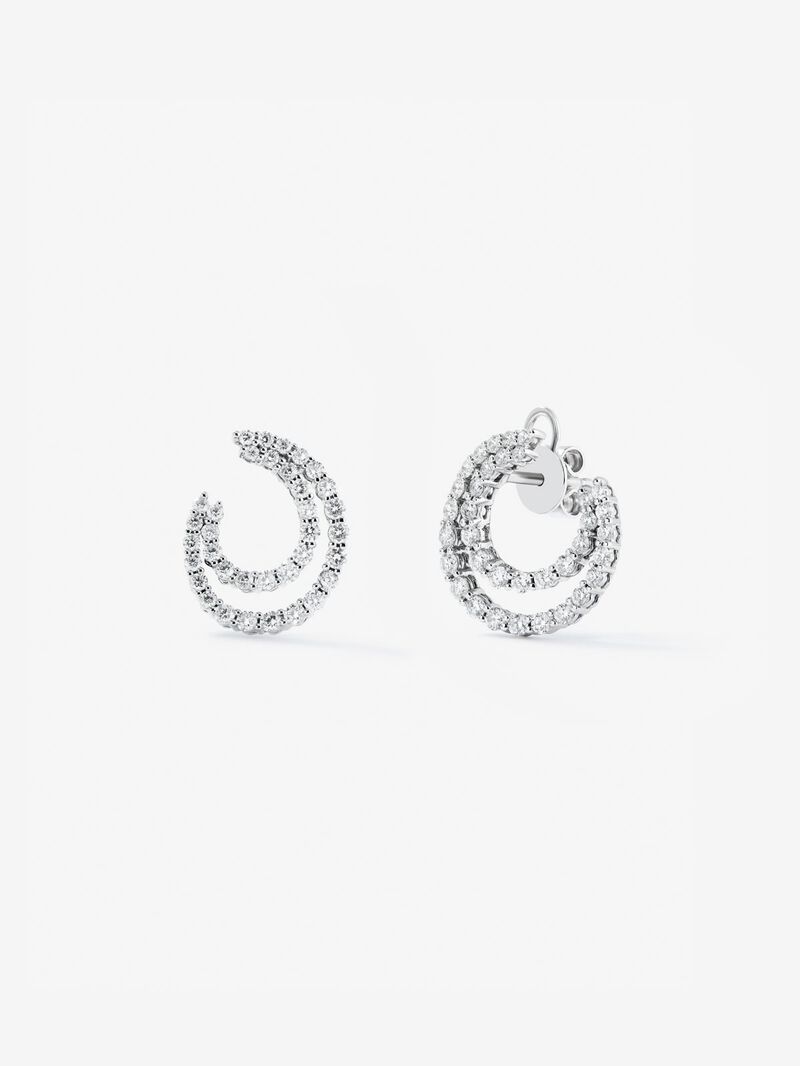 18K white gold hoop earrings with brilliant-cut diamonds with a total of 1.18 cts image number 0