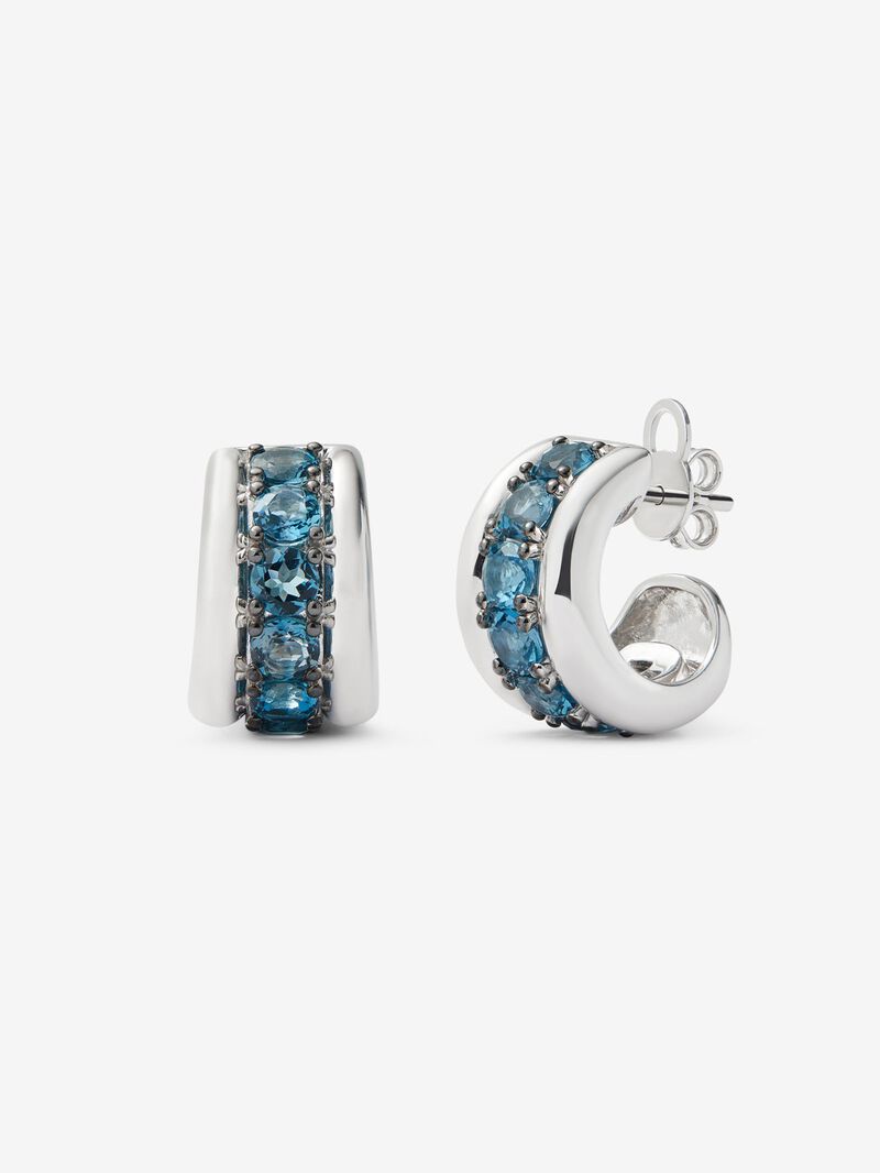 925 silver earrings with brilliant cut London blue topaz pave image number 0