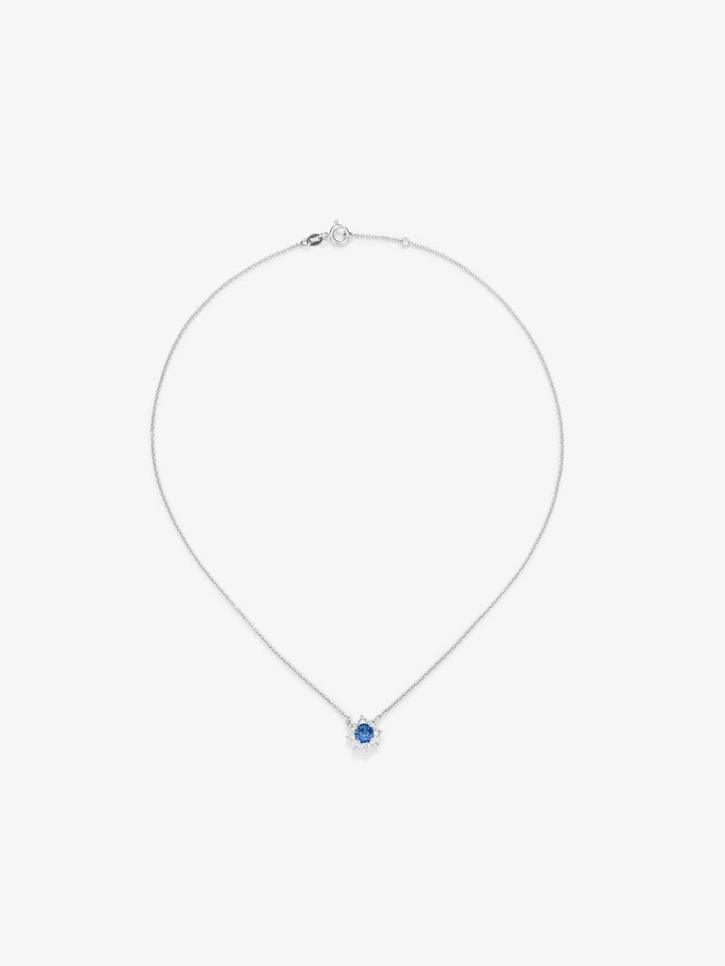 18K white gold pendant with brilliant-cut blue sapphire of 0.42 cts and 8 brilliant-cut diamonds with a total of 0.51 cts in the shape of a star image number 0