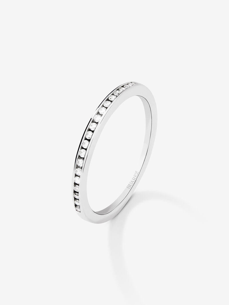 Half band engagement ring in 18K white gold with diamonds on band 0.10ct image number 0