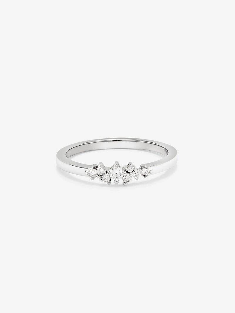 18K white gold ring with 8 brilliant-cut diamonds with a total of 0.1 cts image number 2