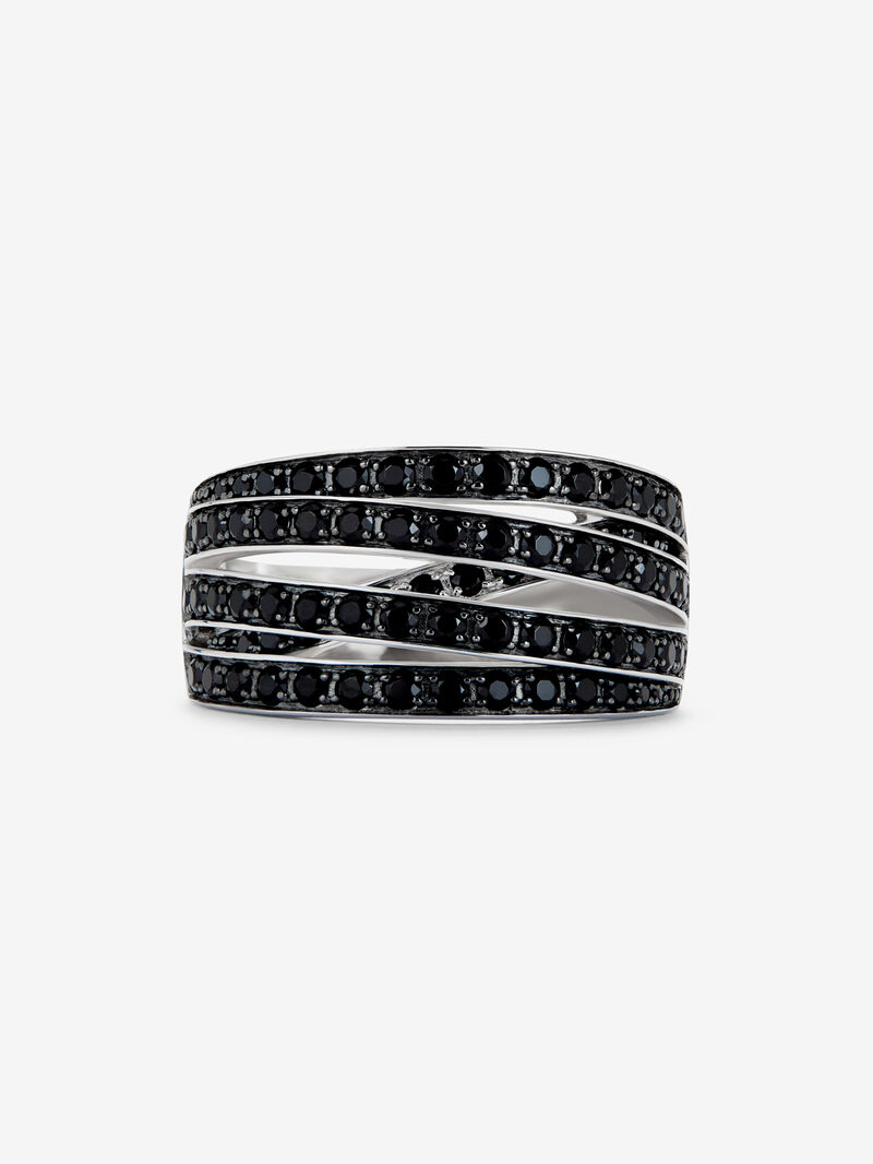 925 silver multi-arm ring with brilliant-cut black spinel pave image number 2