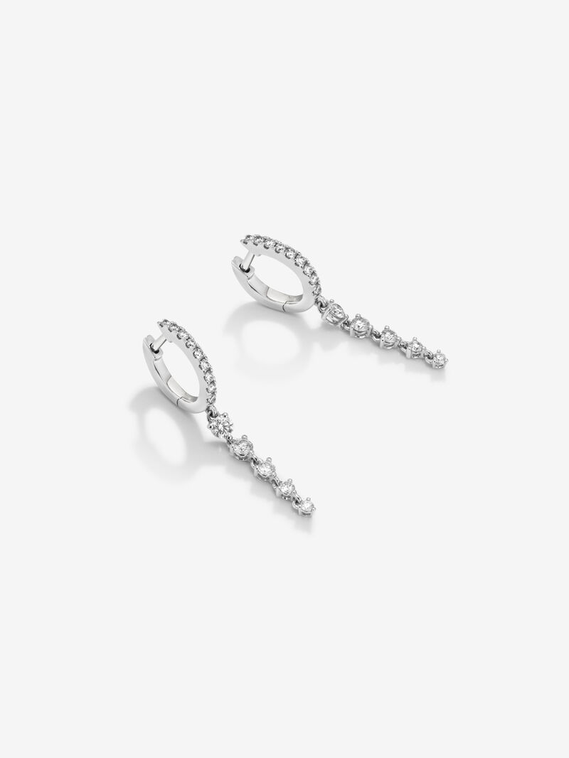 Long hoop earrings made of 18K white gold with diamonds. image number 2