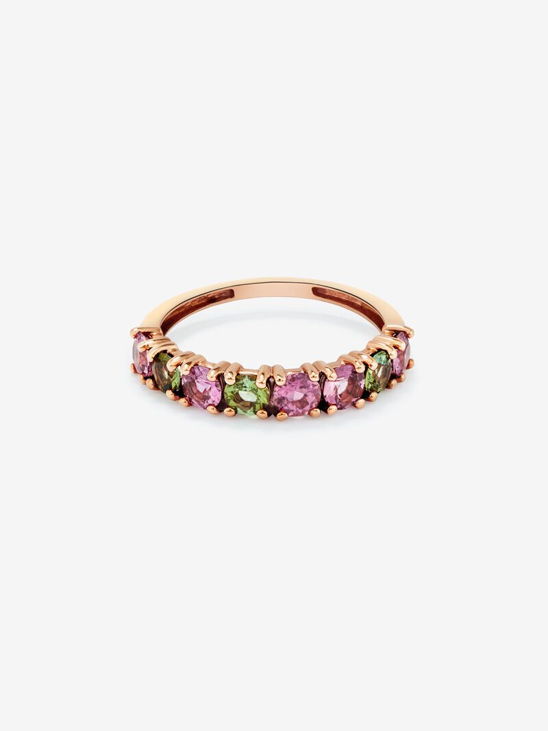 18K rose gold ring with 8 brilliant-cut multicolor tourmalines image number 2