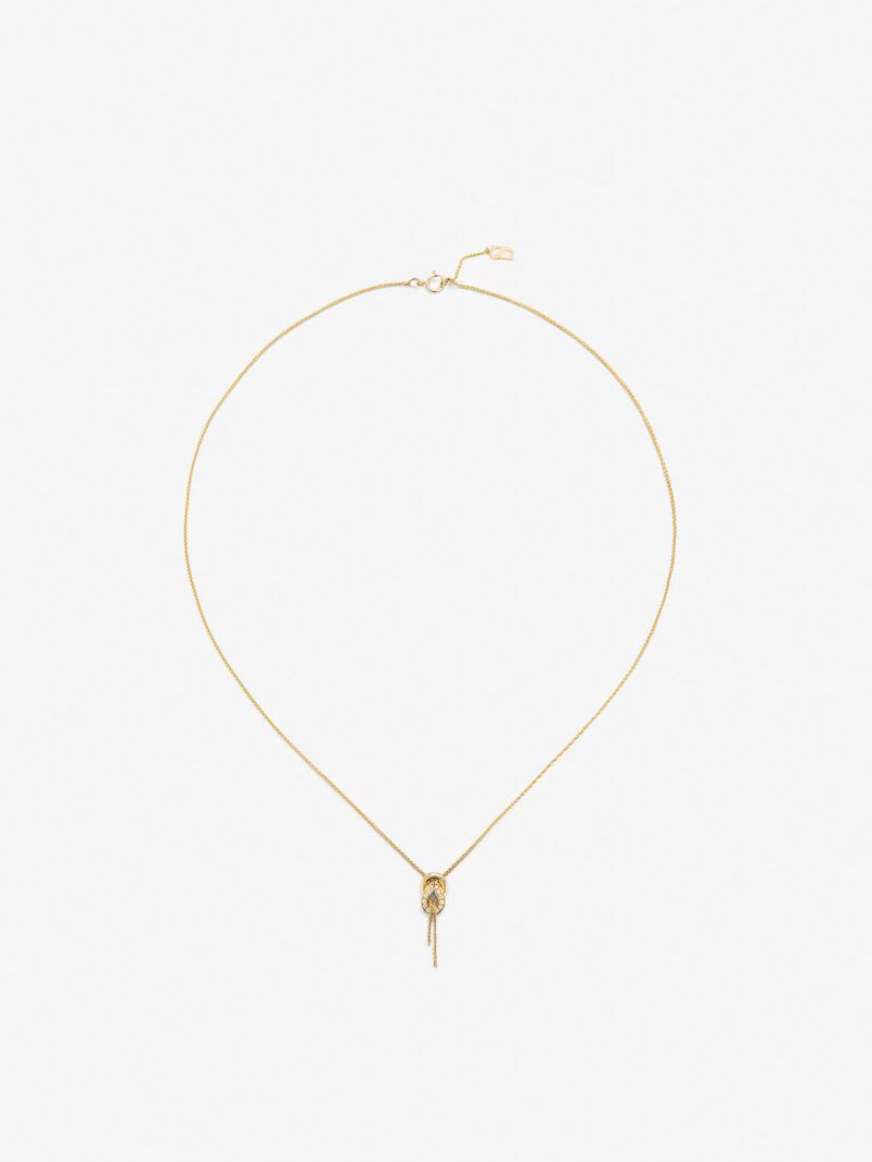 18K yellow gold pendant with white diamonds of 0.05 cts and knot shape image number 0