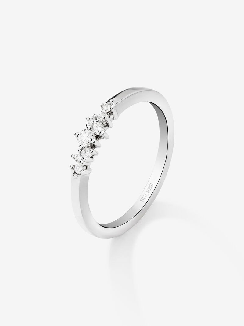18K white gold ring with 8 brilliant-cut diamonds with a total of 0.1 cts image number 0