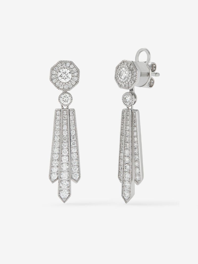18K white gold earrings with white diamonds of 0.88 cts image number 0