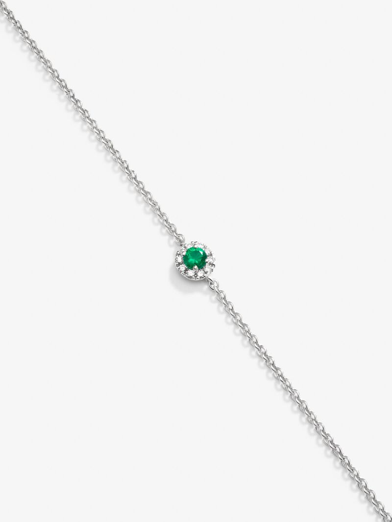 18K white gold bracelet with 0.1 ct brilliant-cut emerald and 0.05 ct brilliant-cut diamonds image number 2