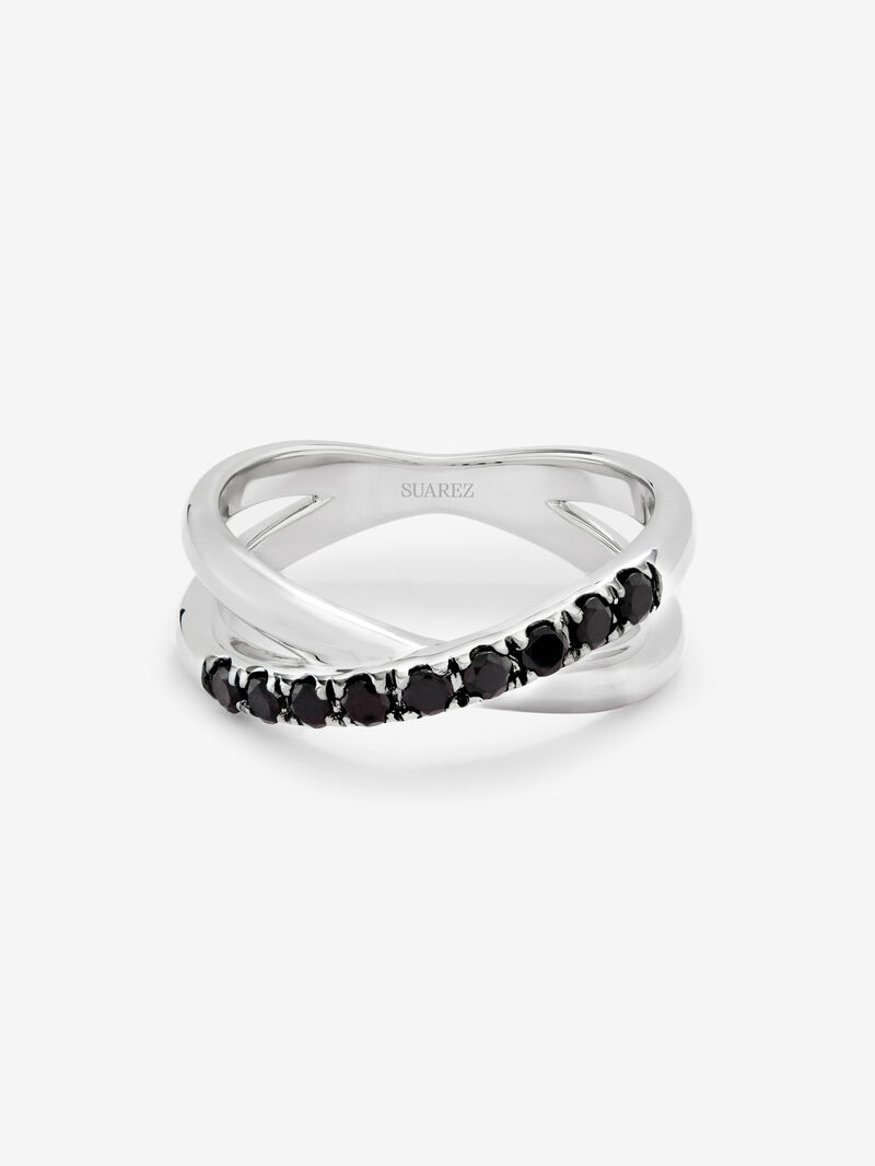 925 silver cross ring with 9 brilliant-cut black spinels with a total of 0.24 cts image number 2