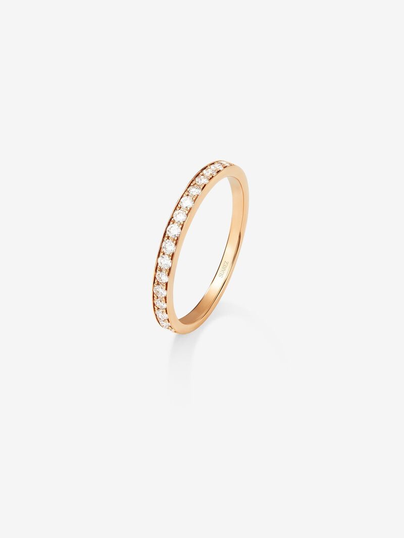 Half ring in 18K rose gold with 18 brilliant-cut diamonds with a total of 0.15 cts image number 0