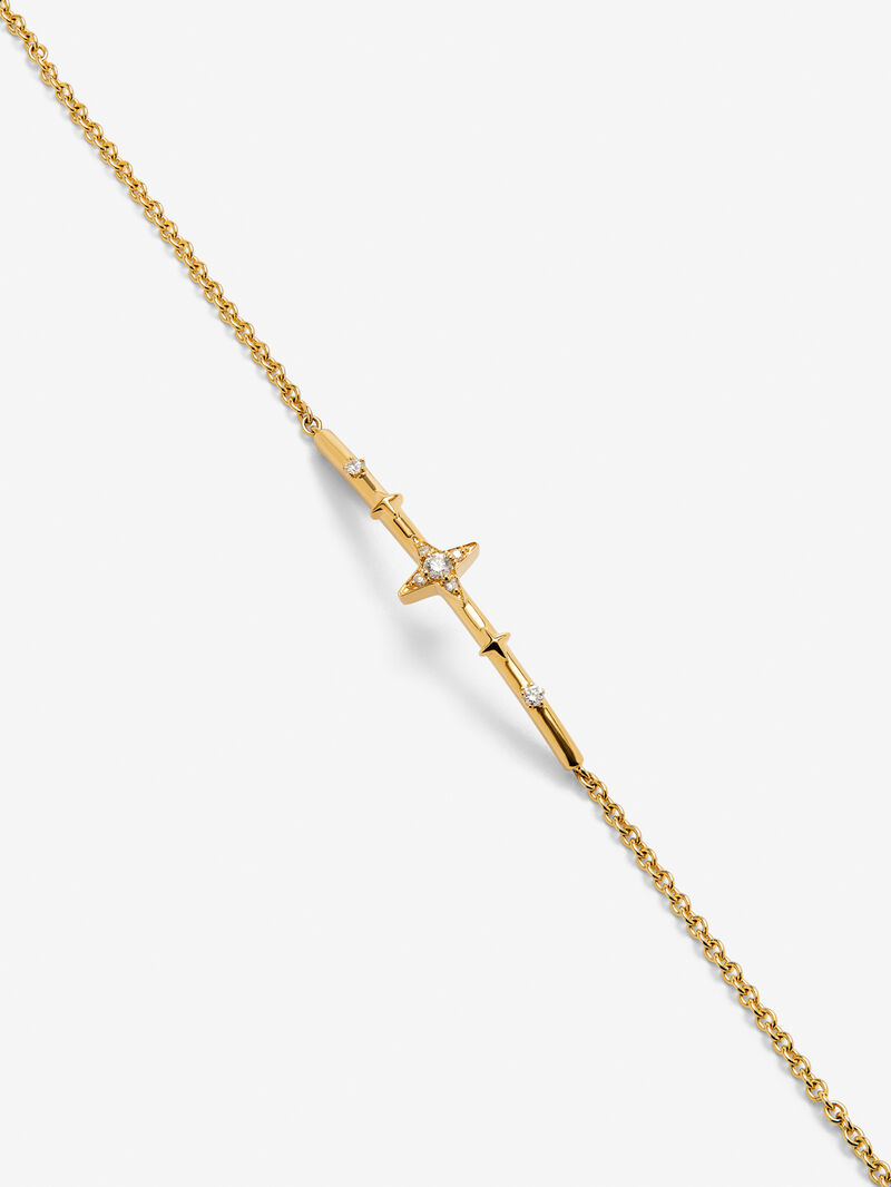 18K yellow gold bracelet with 7 brilliant-cut diamonds with a total of 0.08 cts image number 2