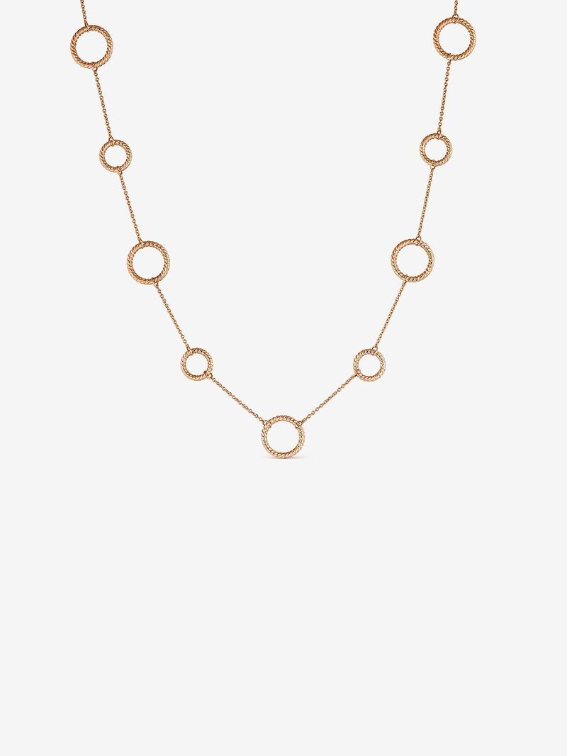 18kt Rose Gold Scalloped Circle Necklace image number 0