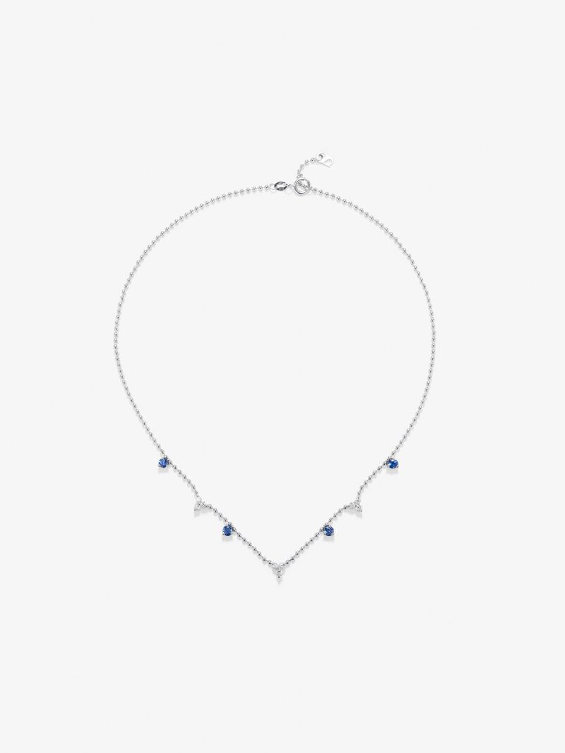 18K white gold pendant with 4 brilliant-cut blue sapphires with a total of 0.85 cts and 9 brilliant-cut diamonds with a total of 0.54 cts image number 0