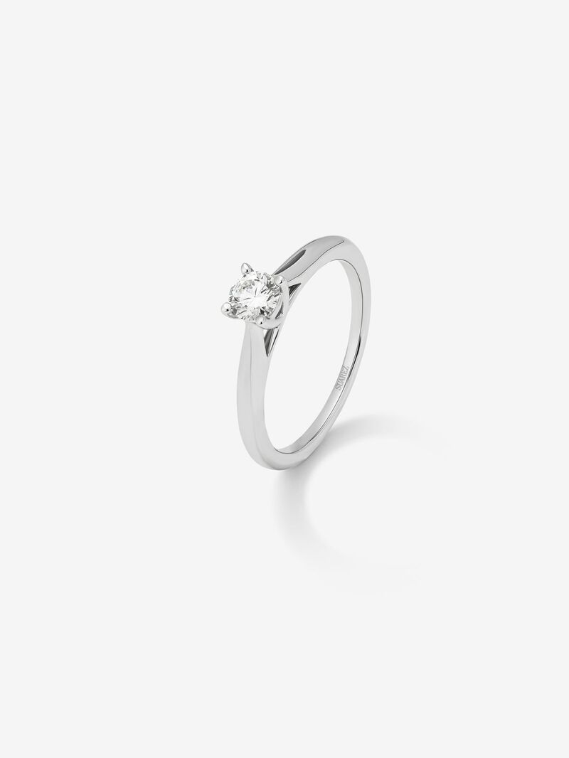 18K white gold solitaire ring with 0.15 ct brilliant cut diamond image number 0
