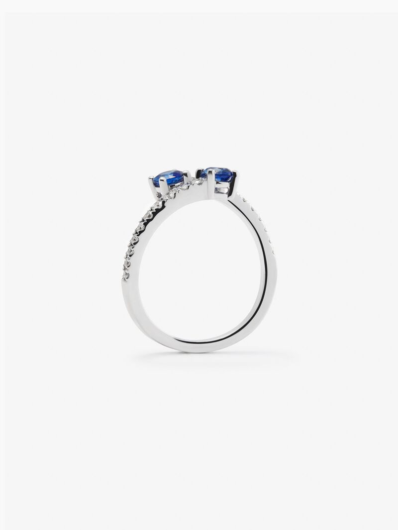You and I of 18k White Gold with Zafiro and Diamond image number 2