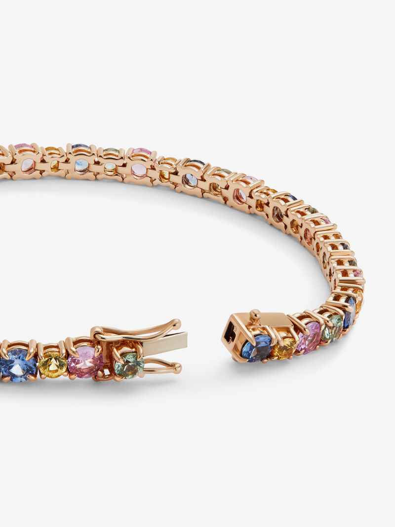18K rose gold bracelet with 46 brilliant-cut multicolor sapphires image number 4