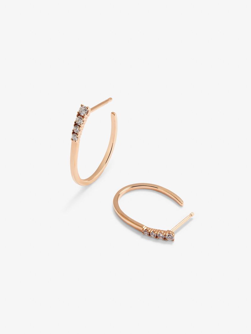 18K rose gold hoop earrings with 8 brilliant-cut diamonds with a total of 0.26 cts image number 2