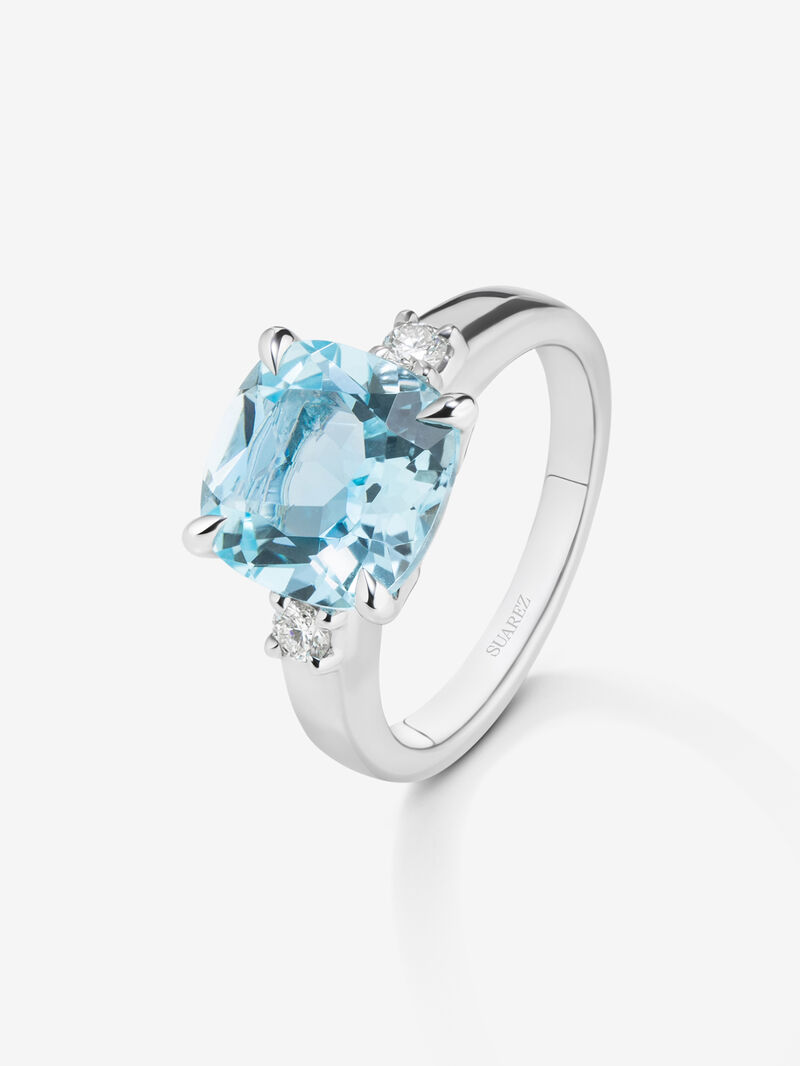 Three-piece 925 silver ring with topaz and diamonds image number 0