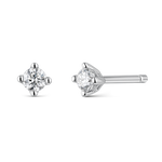 Pendientes solitario de oro blanco de 18kt con diamante de 0,07 quilates, PE12116-OBD007_V