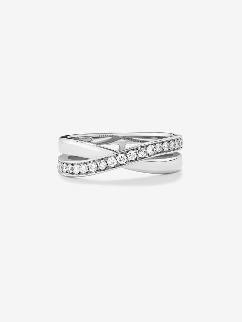 18K White Gold Double Diamond Ring image number 2