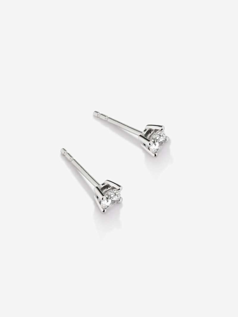 18K white gold earrings with solitary diamond image number 2