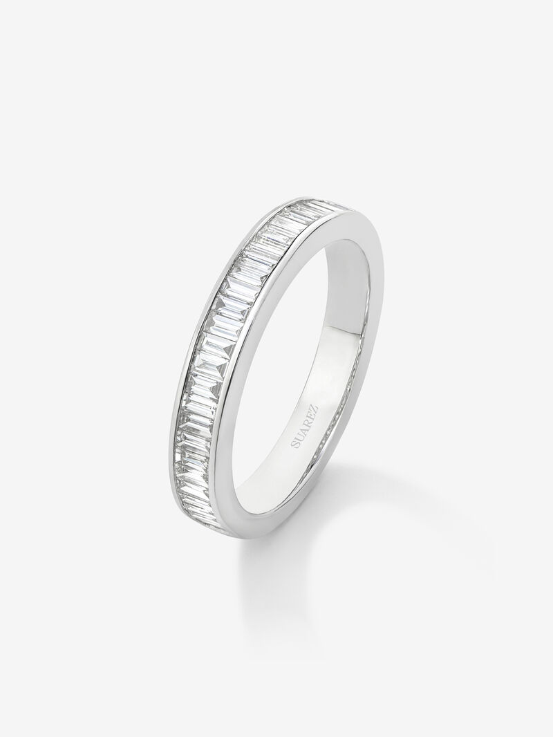 Half-eternity engagement ring in 18K white gold with baguette-cut diamonds on band 0.52ct image number 0