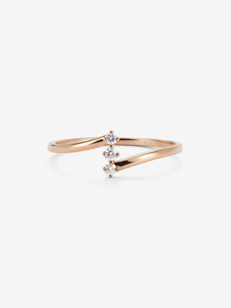 18K rose gold ring with diamonds image number 1