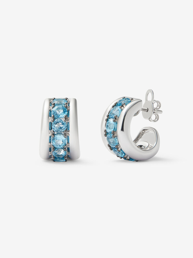 925 silver earrings with brilliant-cut Swiss blue topaz pave image number 0