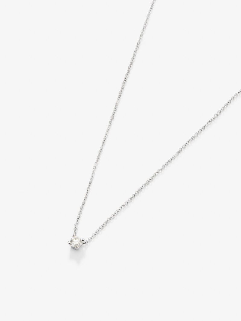 18K white gold solitaire pendant with 0.1 ct brilliant cut diamond image number 2