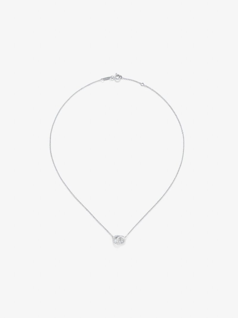 18K White Gold and Diamond Circular Pendant Chain image number 0