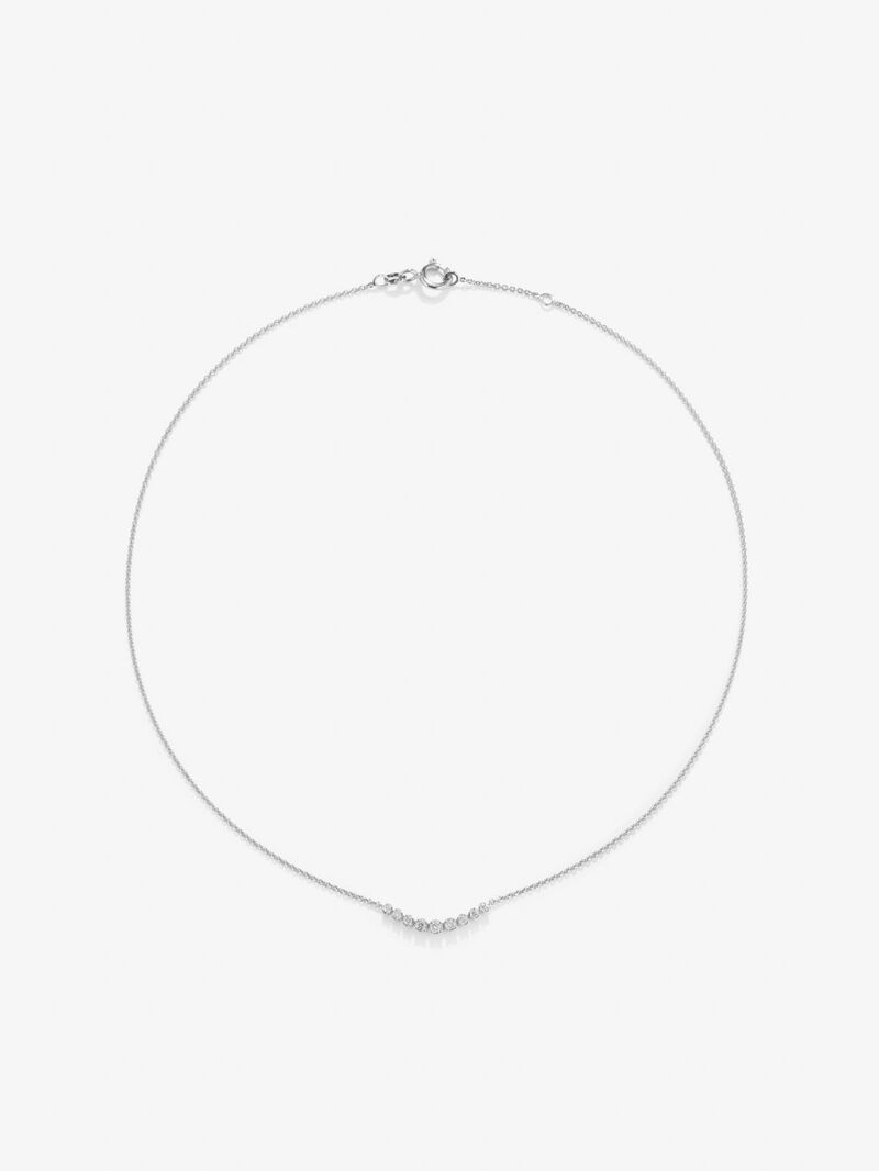 18K White Gold Pendant Chain with Diamonds image number 0