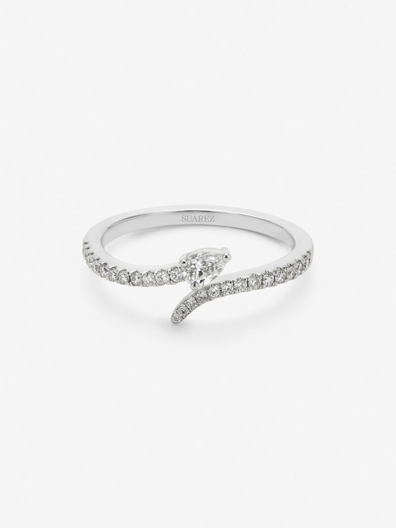You and me ring in 18K white gold with a pear-cut diamond of 0.14 cts and 25 brilliant-cut diamonds with a total of 0.17 cts image number 2