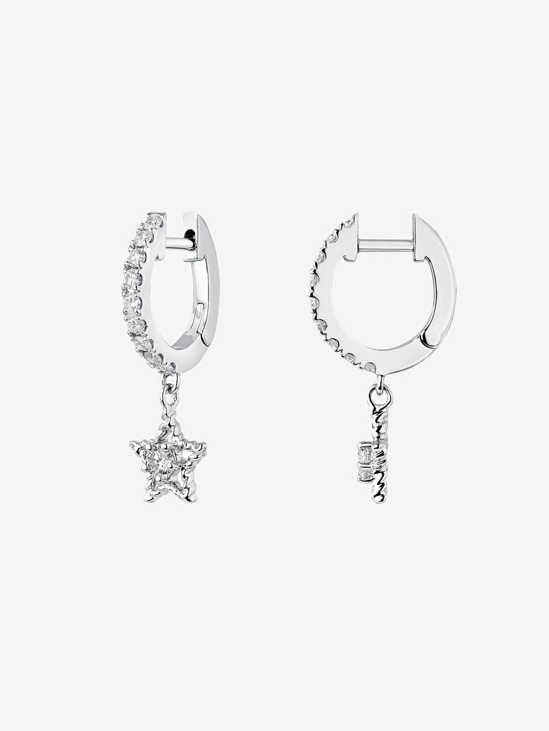 Star shaped earrings in 18kt white gold with diamonds image number 2