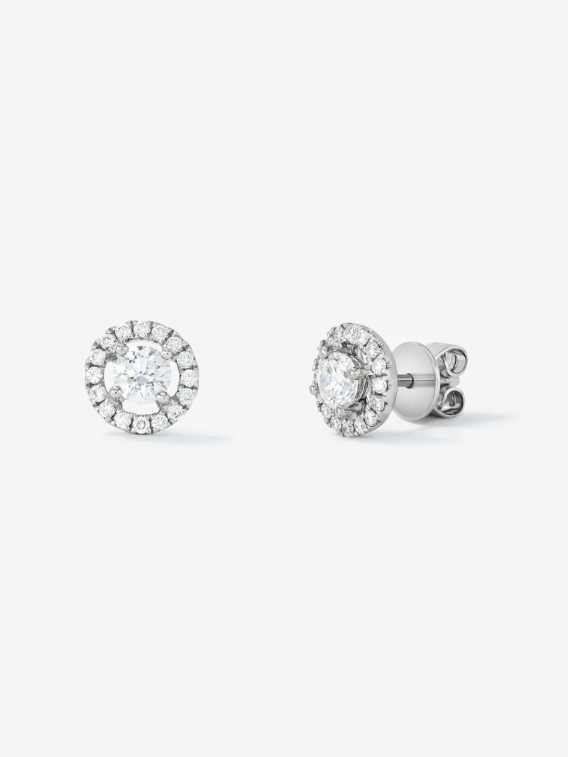 18K White Gold Earrings with solitary diamond and diamond urla image number 0