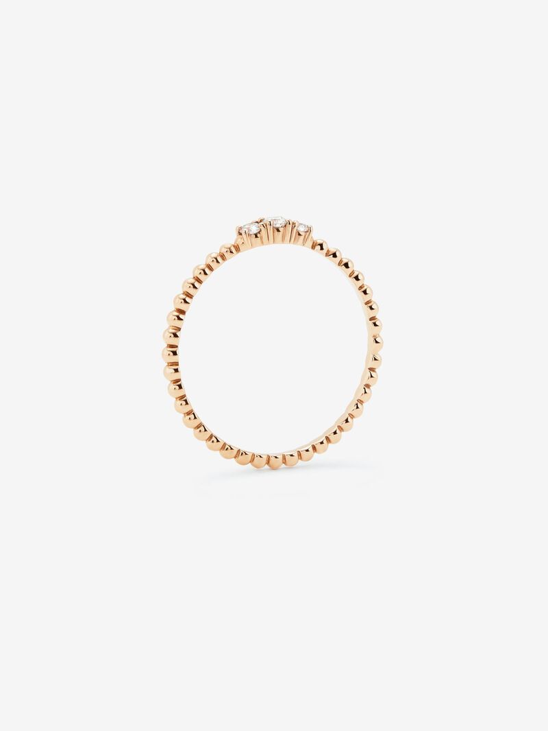 Three-band ring with 18K rose gold beads with diamonds image number 4