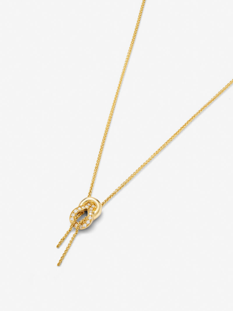 18K yellow gold pendant with white diamonds of 0.05 cts and knot shape image number 2