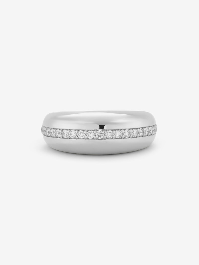 18K White Gold Ring with Brilliant-Cut Pavé Diamonds image number 1