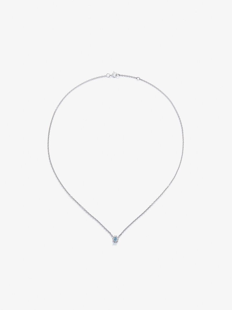 18K white gold chain pendant with aquamarine and diamond image number 0
