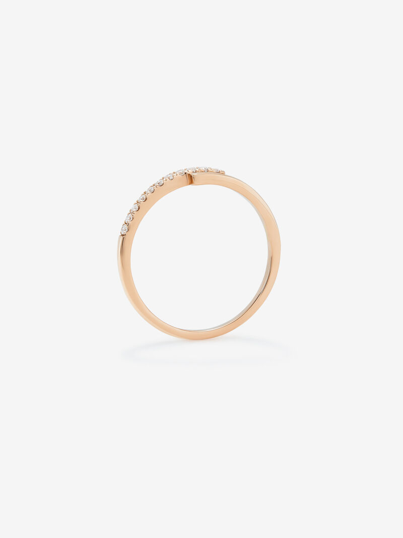 18K rose gold thin crossed ring with diamonds image number 4