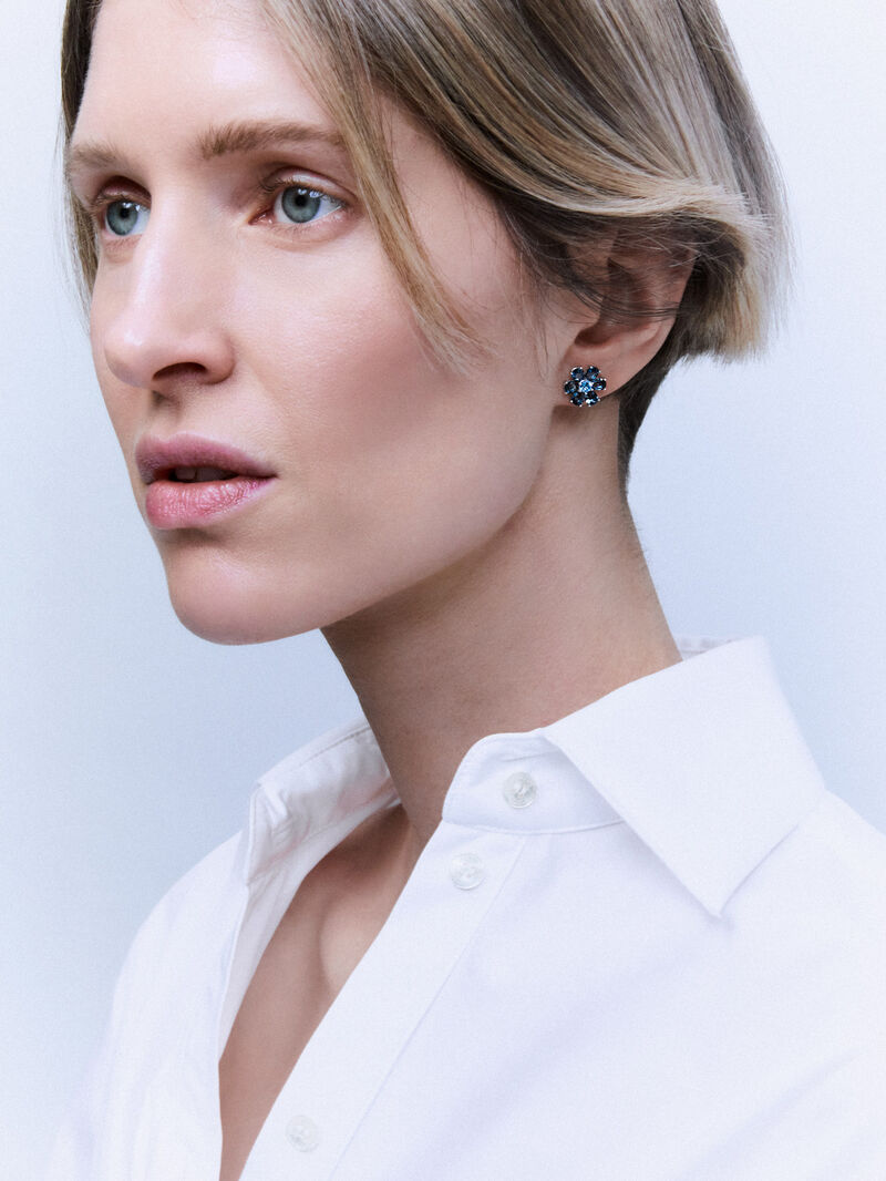 925 Silver flower earrings with topaz image number 3