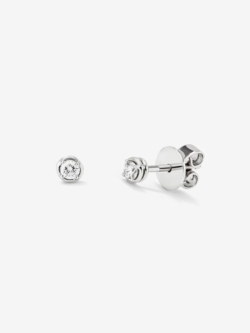18K white gold earrings with solitaire diamond image number 1