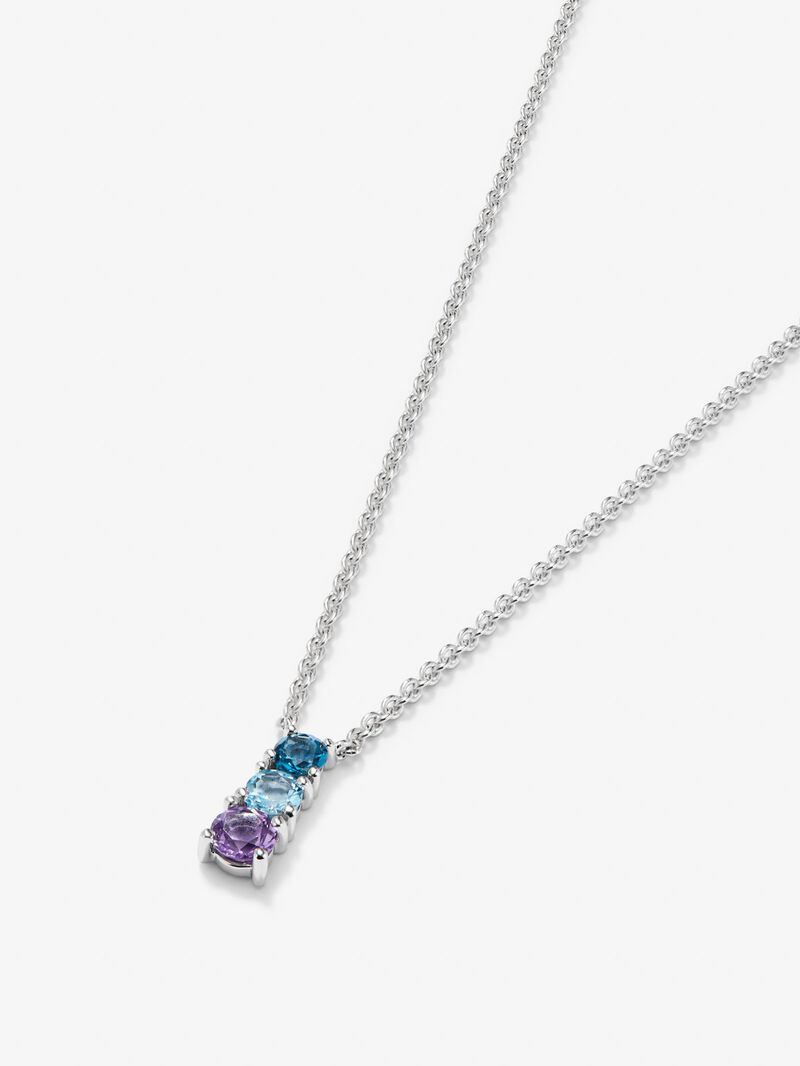 925 silver pendant with London blue topaz, Swiss blue topaz and brilliant-cut purple amethyst image number 2