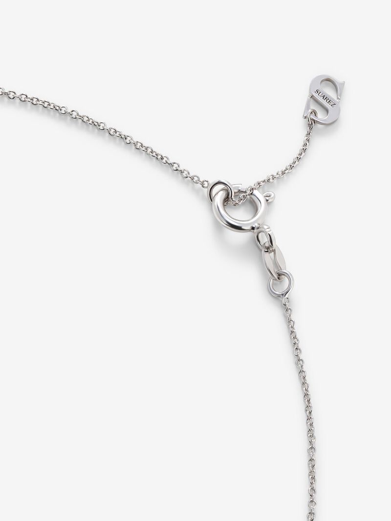 18K white gold flower pendant chain with sapphire and diamonds. image number 4