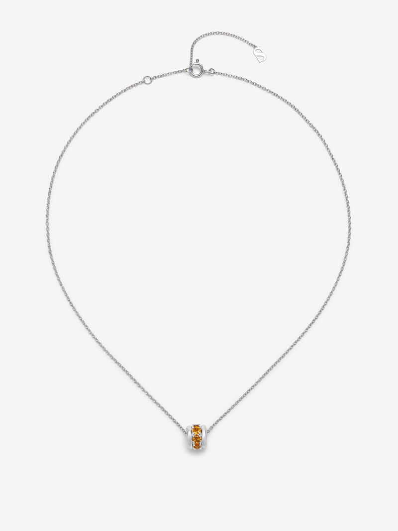925 silver pendant with paved brilliant-cut citrine quartz image number 0