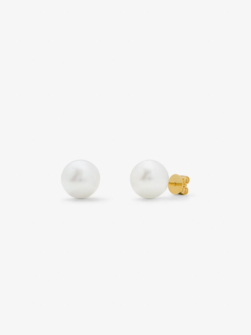 Rose gold pearl earrings with pearl. image number 0